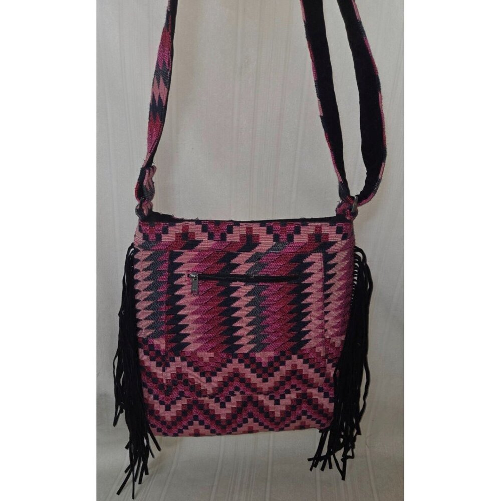 Ash & Sara Tapestry Large Fringe crossbody bag Adjustable Strap NEW